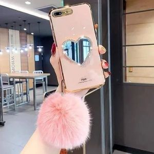 Makeup Mirror Mobile Phone Case, Luxurious Bling Heart-Shaped Mirror Phone Case